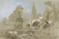Gypsy Caravan on Bridge, c. 1840. Creator: William James Muller