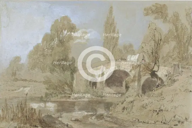 Gypsy Caravan on Bridge, c. 1840. Creator: William James Muller.
