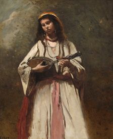 Gypsy Woman with Mandolin, c. 1870. Creator: Jean-Baptiste-Camille Corot