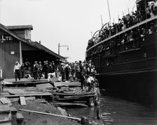 D. & C. [Detroit & Cleveland Navigation Co.] steamer at dock, Cheboygan, Mich., c1900-1910. Creator: Unknown