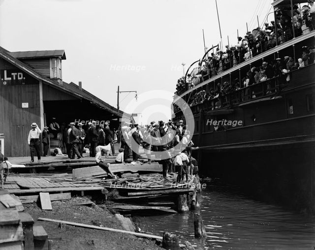 D. & C. [Detroit & Cleveland Navigation Co.] steamer at dock, Cheboygan, Mich., c1900-1910. Creator: Unknown.