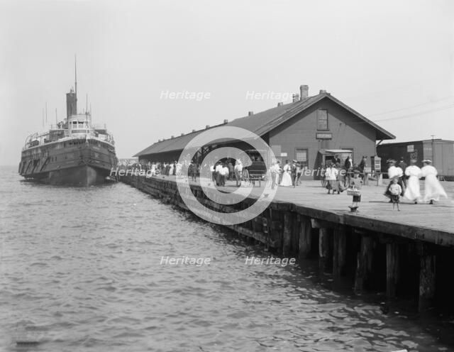 D.& C. str. at dock, St. Ignace, Mich., between 1900 and 1920. Creator: Unknown.