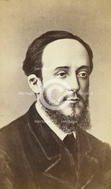 Dmitri i Ivanovich Pisarev, head-and shoulders portrait, facing right, between 1880 and 1886. Creator: Unknown.