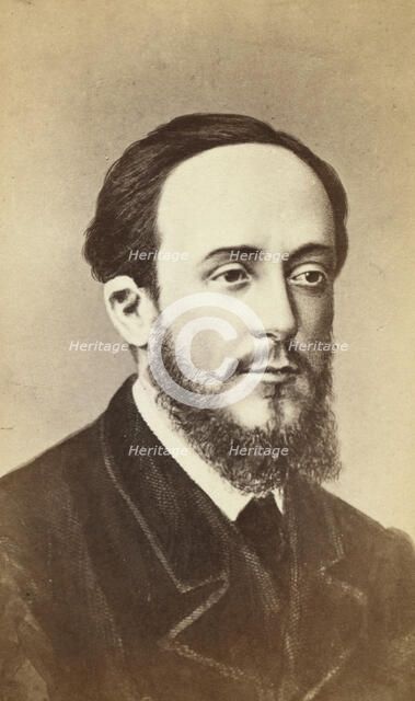 Dmitri i Ivanovich Pisarev, head-and shoulders portrait, facing right, between 1880 and 1886. Creator: Unknown.