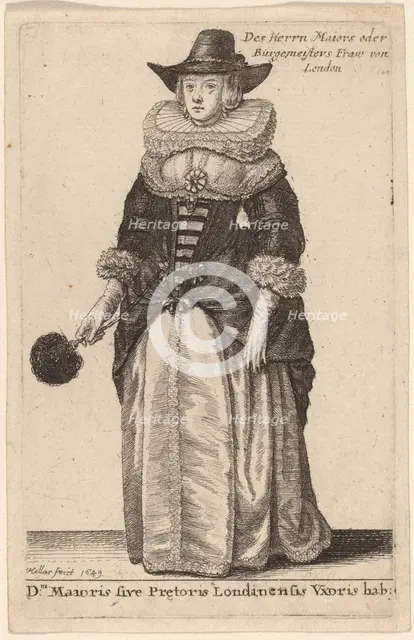 Dni Maioris sive Praetoris Londinensis Vxoris Hab:, 1649. Creator: Wenceslaus Hollar.
