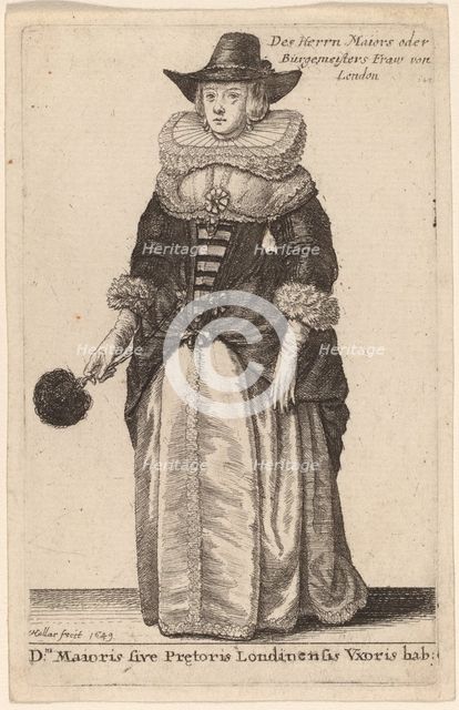 Dni Maioris sive Praetoris Londinensis Vxoris Hab:, 1649. Creator: Wenceslaus Hollar.