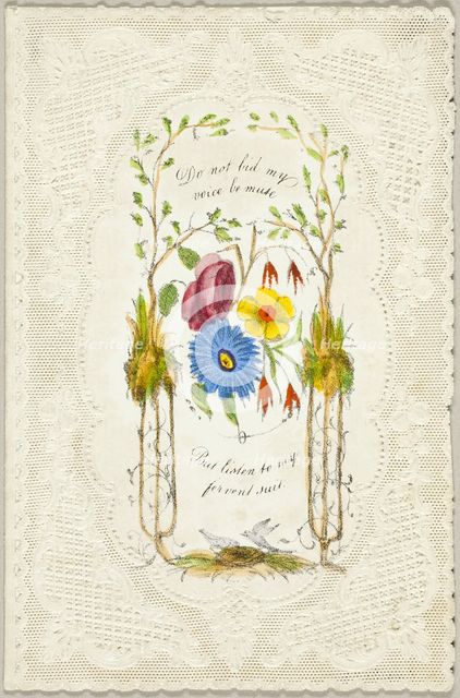 Do Not Bid My Voice Be Mute (valentine), c. 1840. Creator: George Meek.