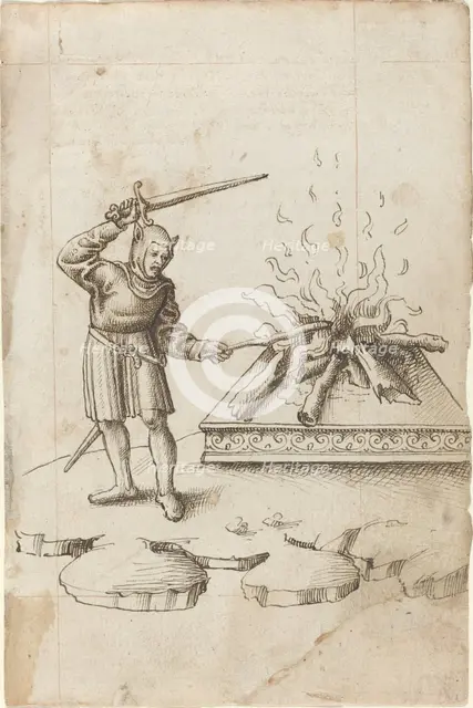 Do Not Poke the Fire with a Sword [fol. 20 recto], c. 1512/1515. Creator: Unknown.