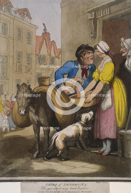 'Do you want any brick-dust', plate VI of Cries of London, 1799. Artist: H Merke