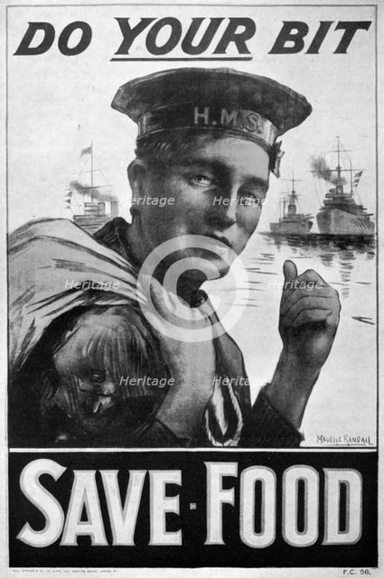 'Do Your Bit - Save Food', food economy poster, First World War, 1917, (c1920).  Artist: M Randall