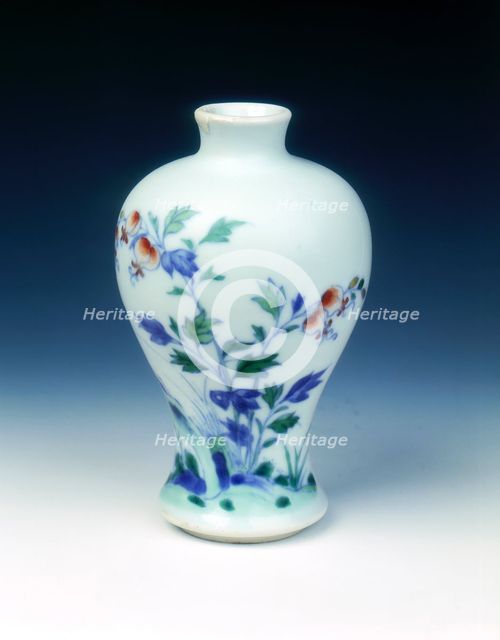 Doucai miniature meiping vase, Yongzheng period, Qing dynasty, China, 1723-1735. Creator: Unknown.