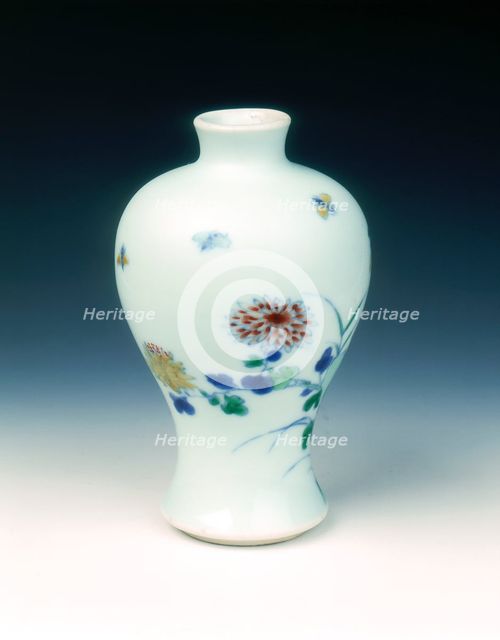 Doucai miniature meiping vase, Yongzheng period, Qing dynasty, China, 1723-1735. Creator: Unknown.