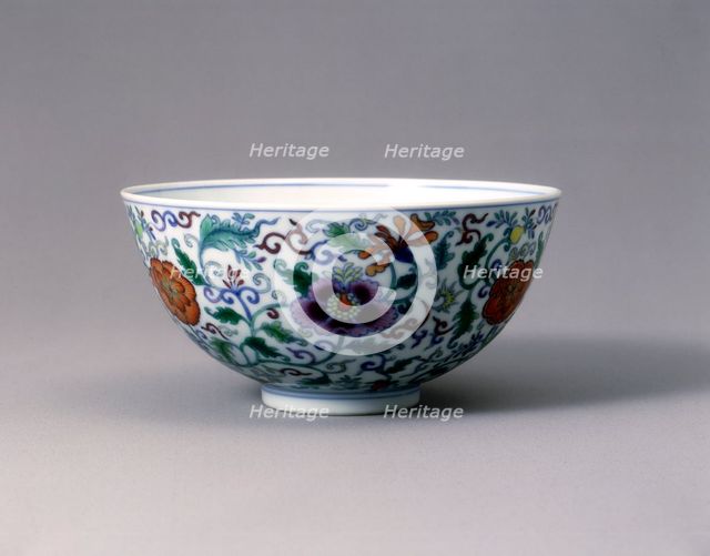 Doucai bowl with floral decoration, Yongzheng period, Qing dynasty, China, 1723-1735. Artist: Unknown