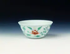 Doucai cup with peonies, Qing dynasty, late Kangxi period, China, 1700-1722. Creator: Unknown