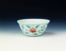 Doucai cup with peonies, Qing dynasty, late Kangxi period, China, 1700-1722. Creator: Unknown
