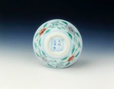 Doucai cup with peonies, Qing dynasty, late Kangxi period, China, 1700-1722. Creator: Unknown