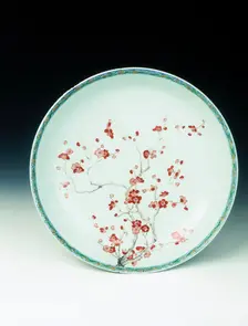 Doucai dish decorated with iron red enamel and gilding, Qing dynasty, China, 1662-1722. Creator: Unknown