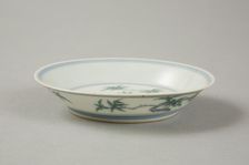Doucai saucer with fruiting peach, late Kangxi period (1700-1722)