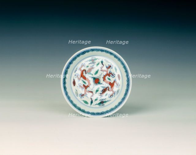 Doucai saucer, Qing dynasty, late Kangxi  China, 1700-1722. Creator: Unknown.