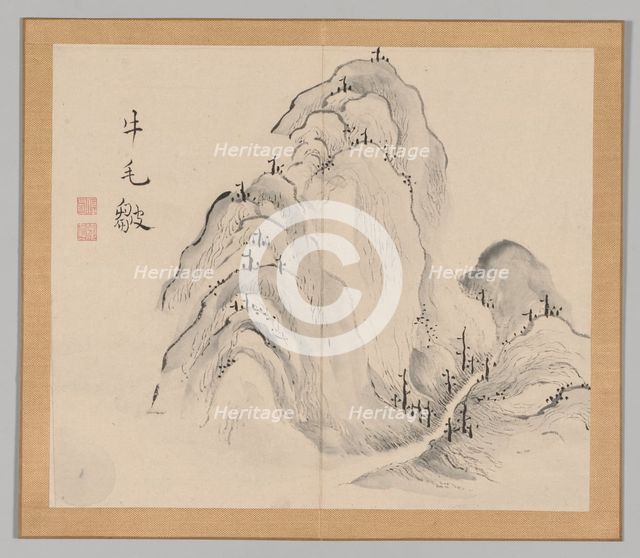 Double Album of Landscape Studies after Ikeno Taiga, Volume 1 (leaf 15), 18th century. Creator: Aoki Shukuya (Japanese, 1789).