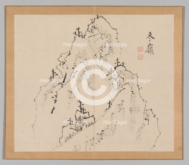 Double Album of Landscape Studies after Ikeno Taiga, Volume 1 (leaf 25), 18th century. Creator: Aoki Shukuya (Japanese, 1789).
