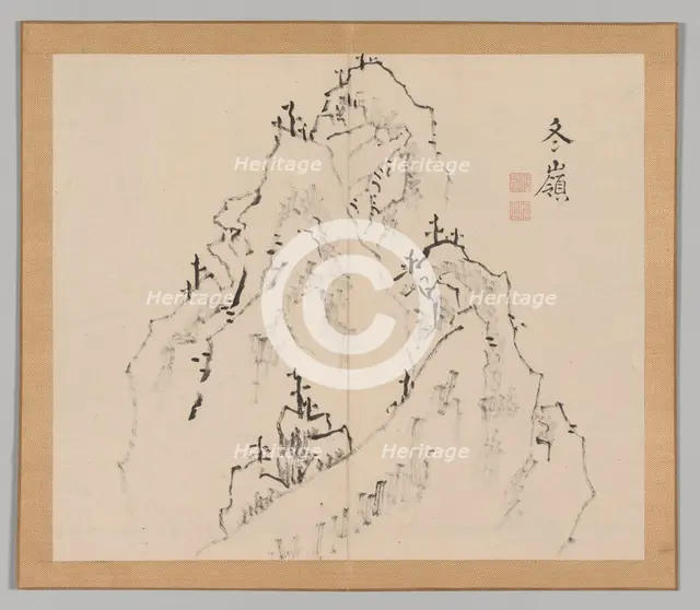 Double Album of Landscape Studies after Ikeno Taiga, Volume 1 (leaf 25), 18th century. Creator: Aoki Shukuya (Japanese, 1789).