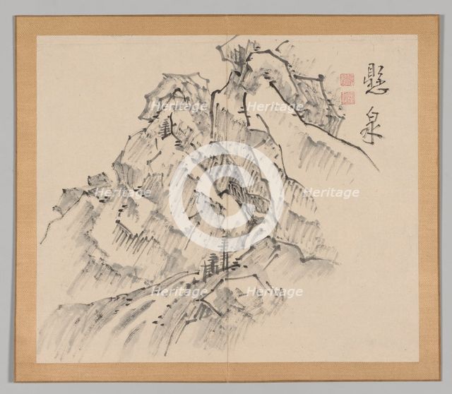 Double Album of Landscape Studies after Ikeno Taiga, Volume 1 (leaf 26), 18th century. Creator: Aoki Shukuya (Japanese, 1789).