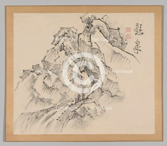 Double Album of Landscape Studies after Ikeno Taiga, Volume 1 (leaf 26), 18th century. Creator: Aoki Shukuya (Japanese, 1789).