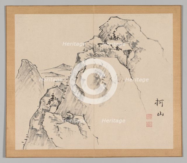 Double Album of Landscape Studies after Ikeno Taiga, Volume 1 (leaf 27), 18th century. Creator: Aoki Shukuya (Japanese, 1789).