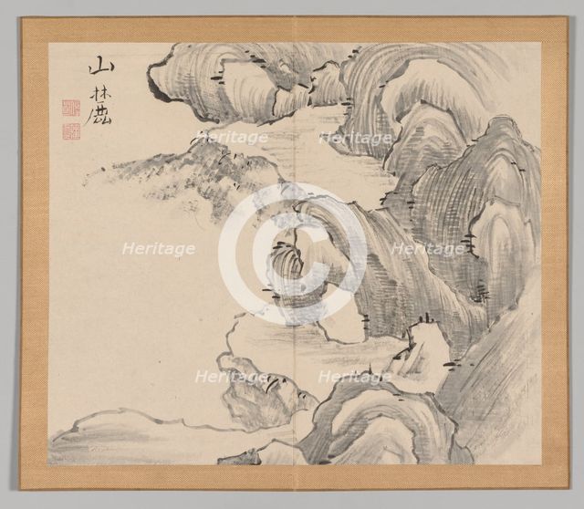 Double Album of Landscape Studies after Ikeno Taiga, Volume 1 (leaf 28), 18th century. Creator: Aoki Shukuya (Japanese, 1789).