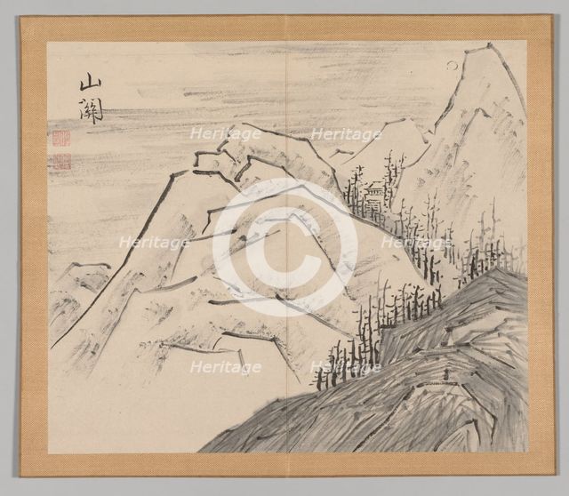 Double Album of Landscape Studies after Ikeno Taiga, Volume 1 (leaf 29), 18th century. Creator: Aoki Shukuya (Japanese, 1789).