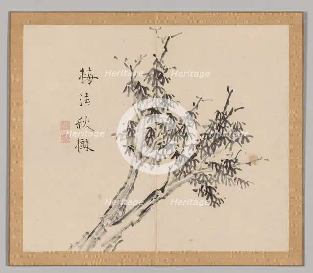 Double Album of Landscape Studies after Ikeno Taiga, Volume 1 (leaf 3), 18th century. Creator: Aoki Shukuya (Japanese, 1789).