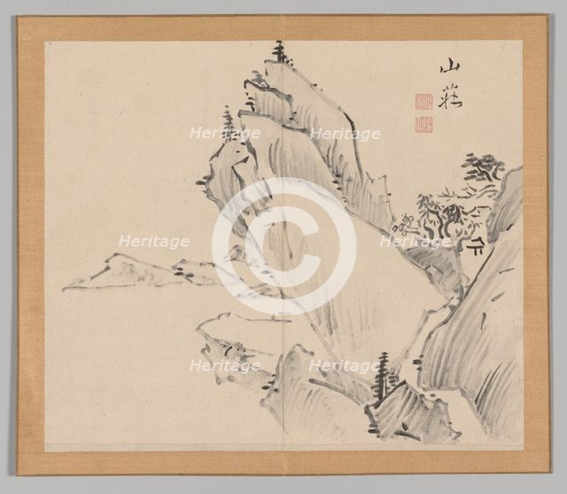 Double Album of Landscape Studies after Ikeno Taiga, Volume 1 (leaf 30), 18th century. Creator: Aoki Shukuya (Japanese, 1789).