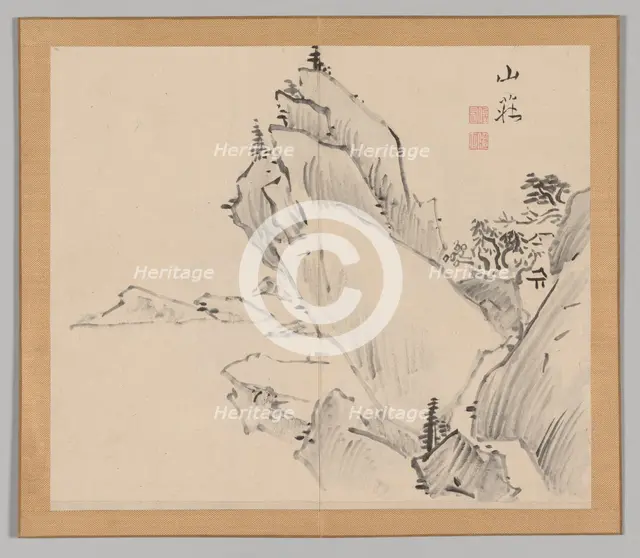 Double Album of Landscape Studies after Ikeno Taiga, Volume 1 (leaf 30), 18th century. Creator: Aoki Shukuya (Japanese, 1789).