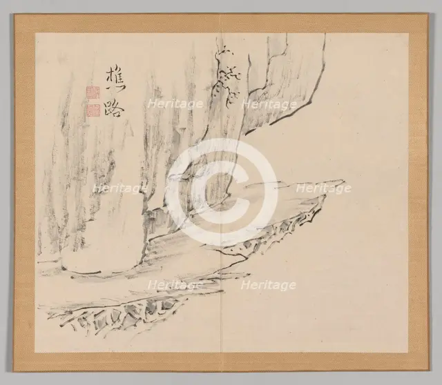 Double Album of Landscape Studies after Ikeno Taiga, Volume 1 (leaf 31), 18th century. Creator: Aoki Shukuya (Japanese, 1789).