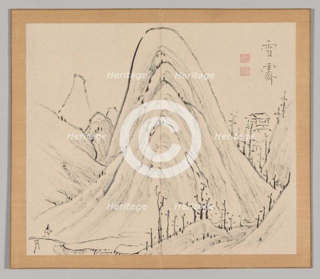 Double Album of Landscape Studies after Ikeno Taiga, Volume 1 (leaf 33), 18th century. Creator: Aoki Shukuya (Japanese, 1789).