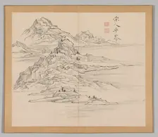 Double Album of Landscape Studies after Ikeno Taiga, Volume 1 (leaf 35), 18th century. Creator: Aoki Shukuya (Japanese, 1789)