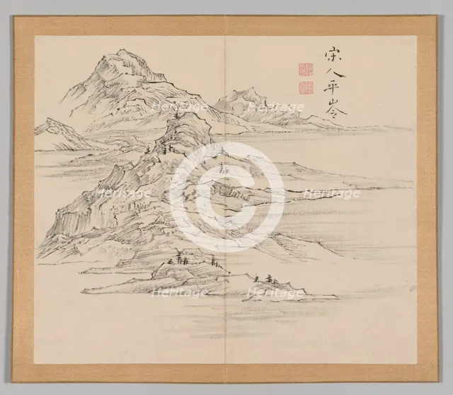 Double Album of Landscape Studies after Ikeno Taiga, Volume 1 (leaf 35), 18th century. Creator: Aoki Shukuya (Japanese, 1789).