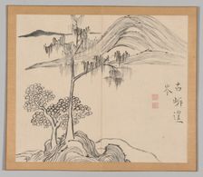 Double Album of Landscape Studies after Ikeno Taiga, Volume 1 (leaf 36), 18th century. Creator: Aoki Shukuya (Japanese, 1789)