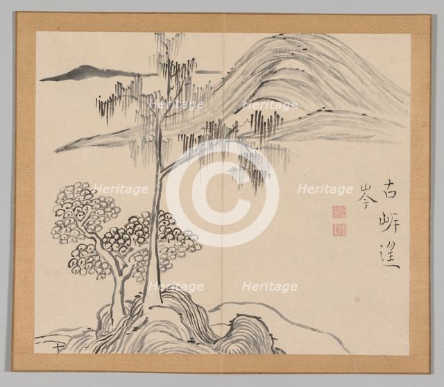 Double Album of Landscape Studies after Ikeno Taiga, Volume 1 (leaf 36), 18th century. Creator: Aoki Shukuya (Japanese, 1789).