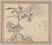 Double Album of Landscape Studies after Ikeno Taiga, Volume 1 (leaf 36), 18th century. Creator: Aoki Shukuya (Japanese, 1789)