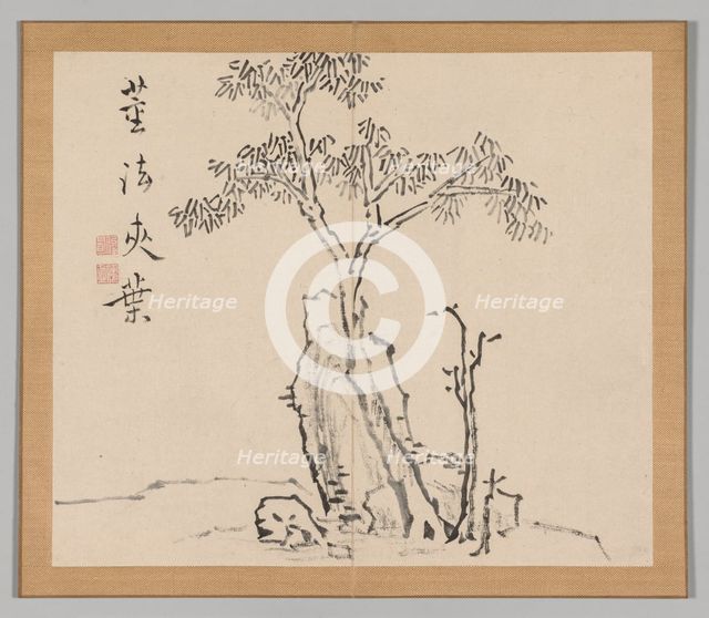 Double Album of Landscape Studies after Ikeno Taiga, Volume 1 (leaf 4), 18th century. Creator: Aoki Shukuya (Japanese, 1789).