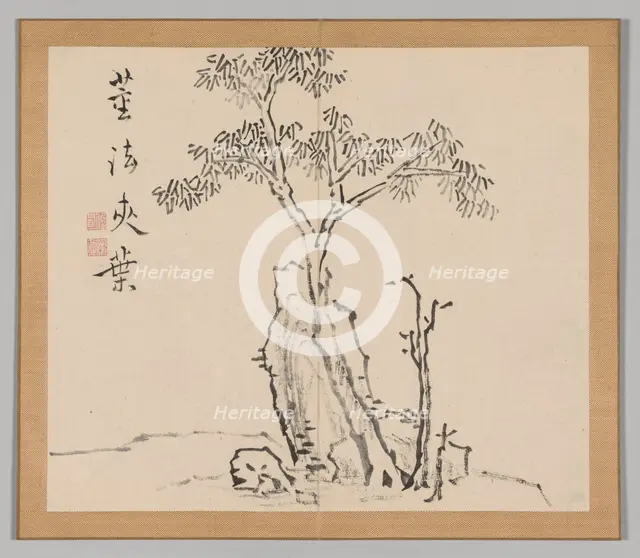 Double Album of Landscape Studies after Ikeno Taiga, Volume 1 (leaf 4), 18th century. Creator: Aoki Shukuya (Japanese, 1789).