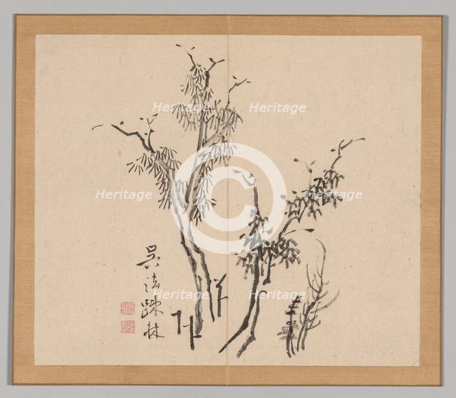 Double Album of Landscape Studies after Ikeno Taiga, Volume 1 (leaf 5), 18th century. Creator: Aoki Shukuya (Japanese, 1789).