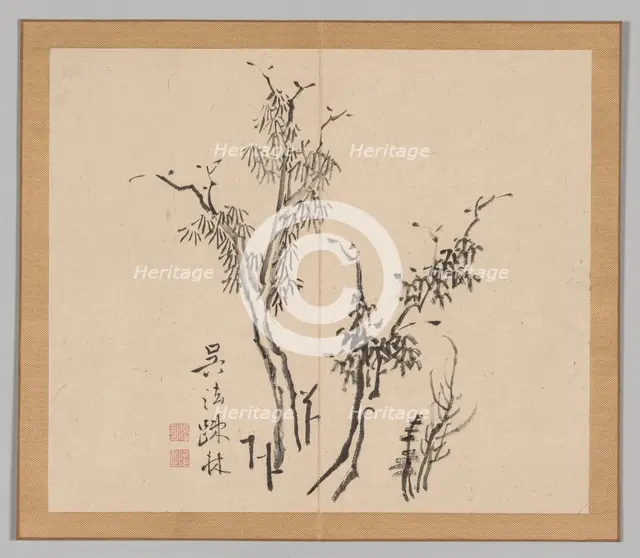 Double Album of Landscape Studies after Ikeno Taiga, Volume 1 (leaf 5), 18th century. Creator: Aoki Shukuya (Japanese, 1789).