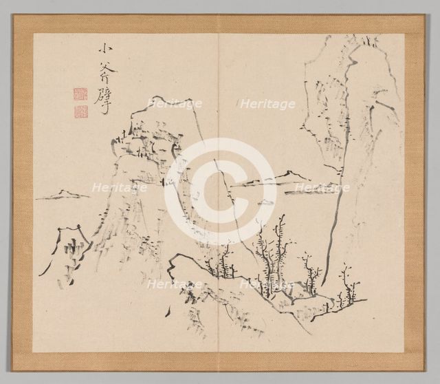 Double Album of Landscape Studies after Ikeno Taiga, Volume 1 (leaf 8), 18th century. Creator: Aoki Shukuya (Japanese, 1789).