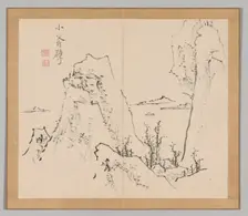 Double Album of Landscape Studies after Ikeno Taiga, Volume 1 (leaf 8), 18th century. Creator: Aoki Shukuya (Japanese, 1789)