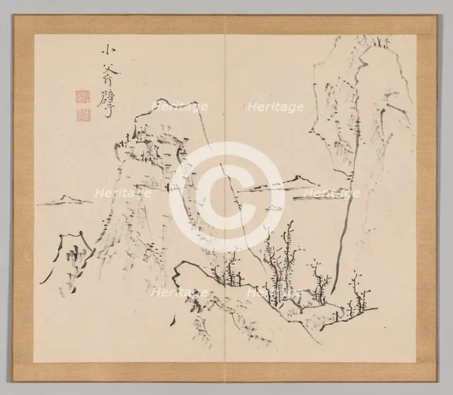 Double Album of Landscape Studies after Ikeno Taiga, Volume 1 (leaf 8), 18th century. Creator: Aoki Shukuya (Japanese, 1789).