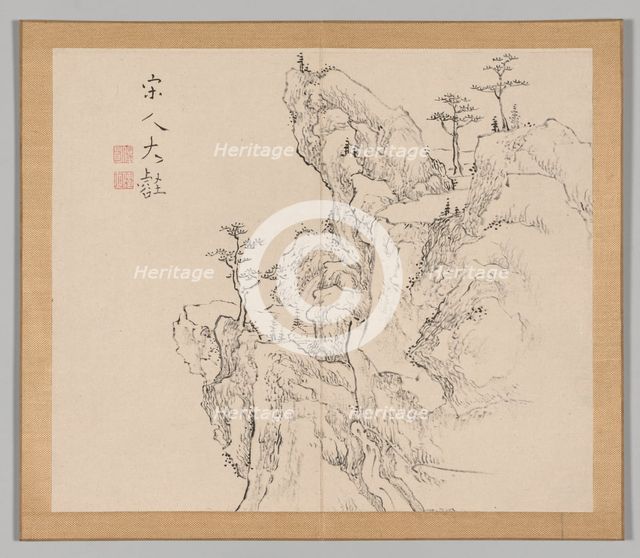 Double Album of Landscape Studies after Ikeno Taiga, Volume 2 (leaf 1), 18th century. Creator: Aoki Shukuya (Japanese, 1789).