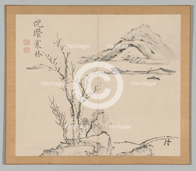Double Album of Landscape Studies after Ikeno Taiga, Volume 2 (leaf 11), 18th century. Creator: Aoki Shukuya (Japanese, 1789).